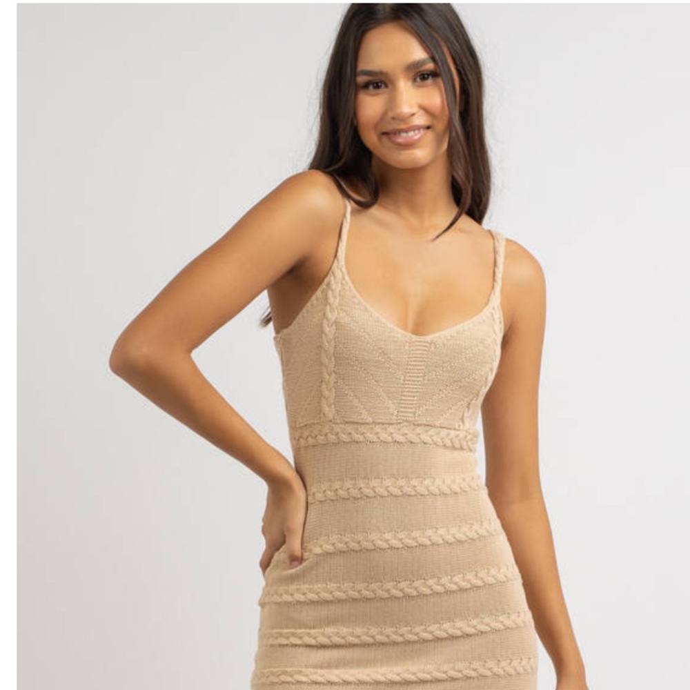 Elegant Tan Knit Dress